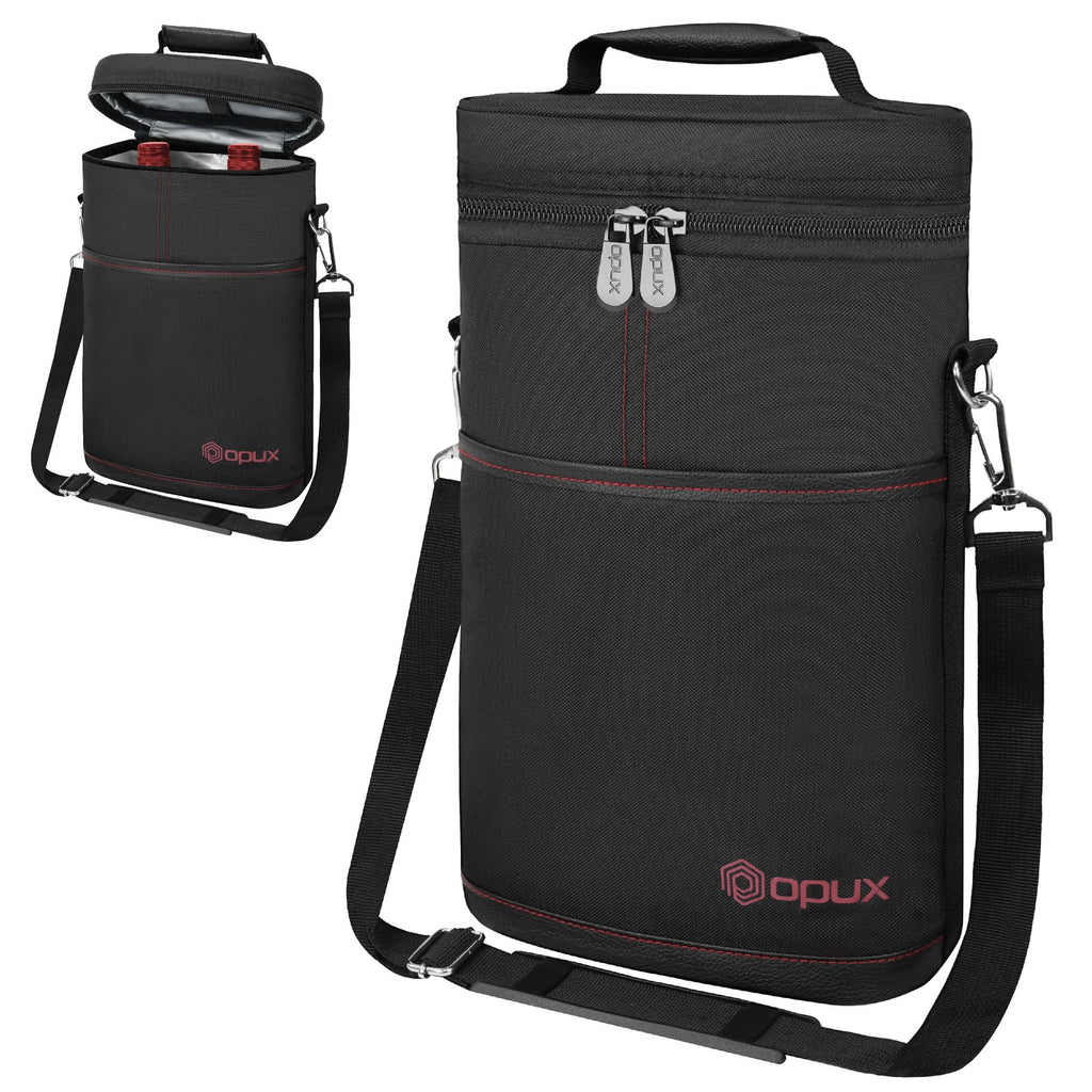 2 Bottle Wine Carrier Tote, Insulated Leakproof Wine Cooler Bag, Wine Travel Bag