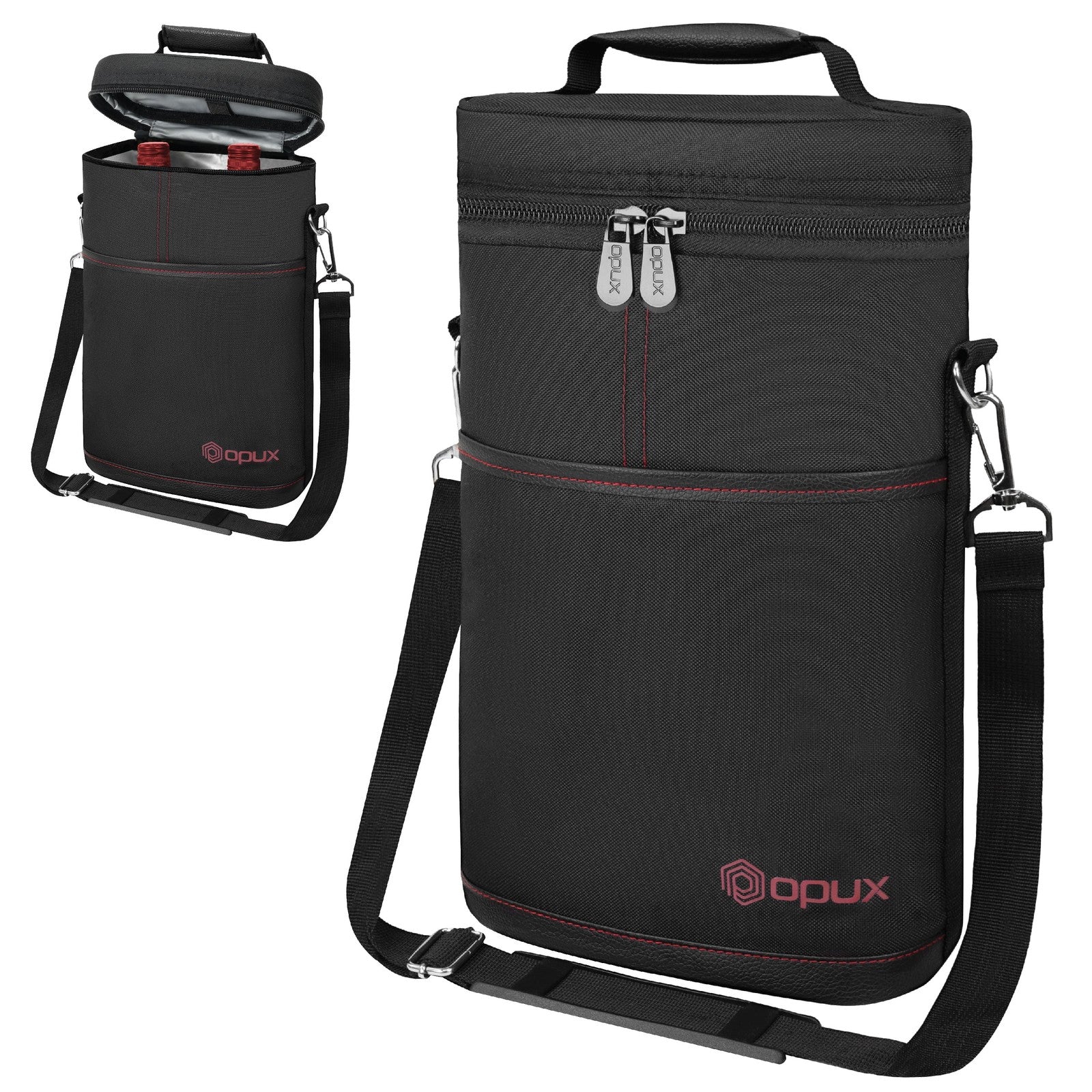 2 Bottle Wine Carrier Tote, Insulated Leakproof Wine Cooler Bag, Wine Travel Bag