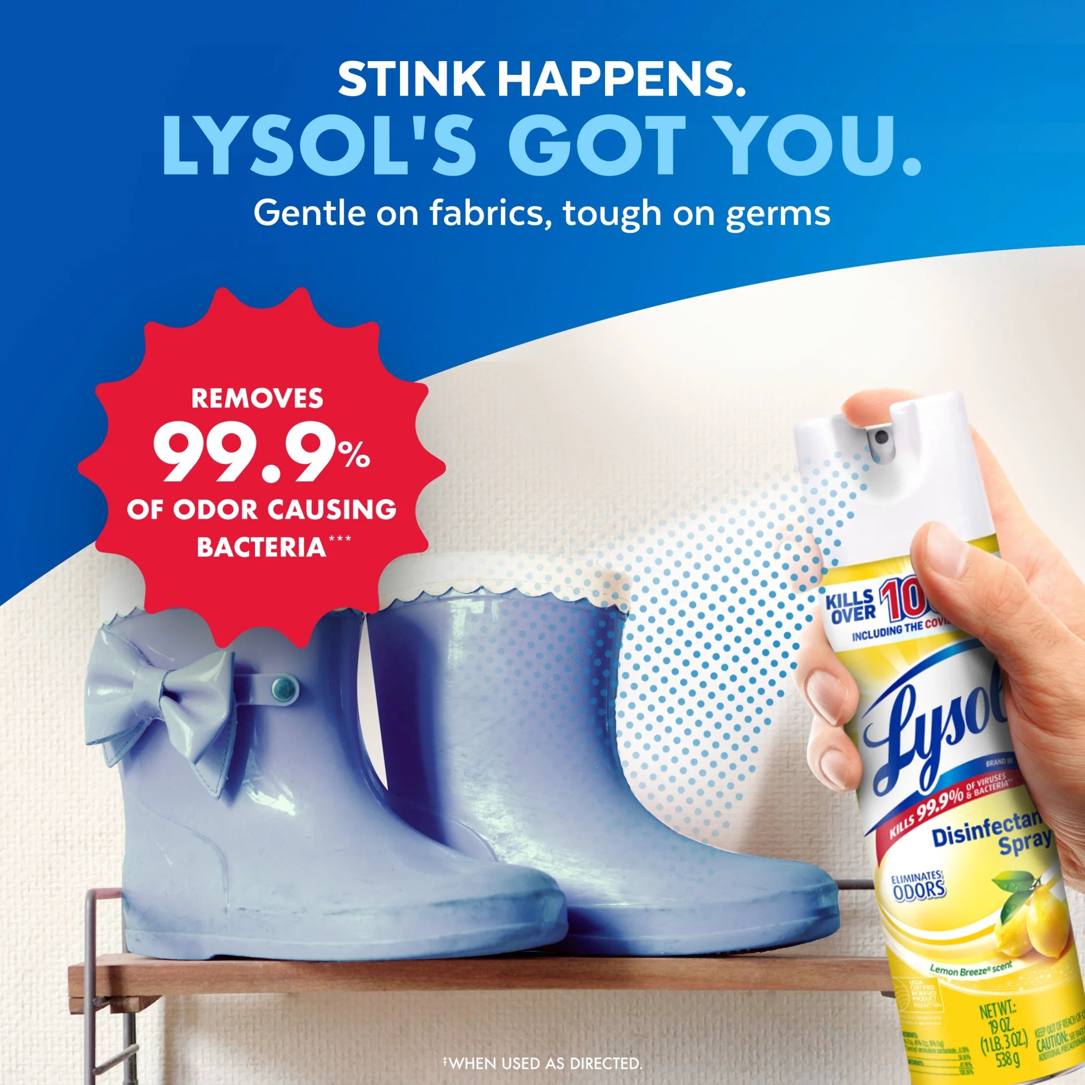 Lysol Disinfectant Spray, Sanitizing and Antibacterial Spray, for Disinfecting and Deodorizing, Lemon Breeze, 19 Fl Oz.