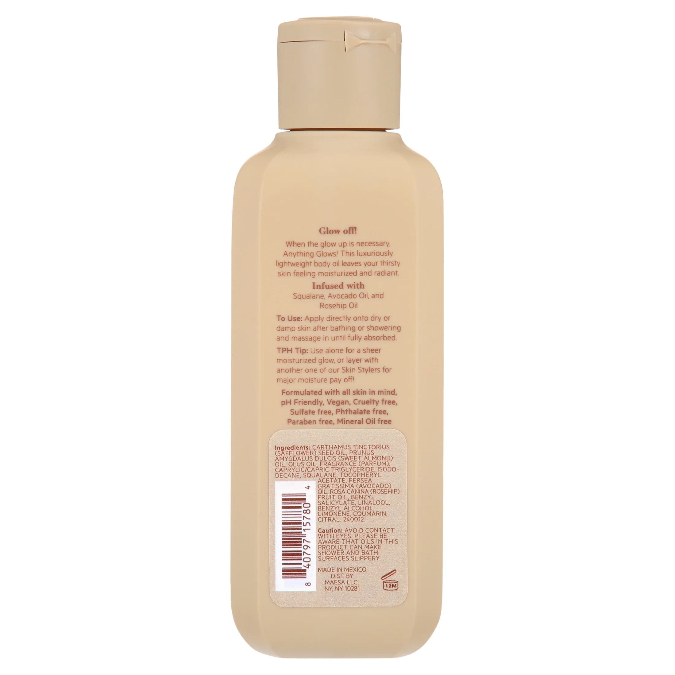 BODY by TPH Anything Glows Body Oil for Dry Skin for Women & Men, 10 Oz.