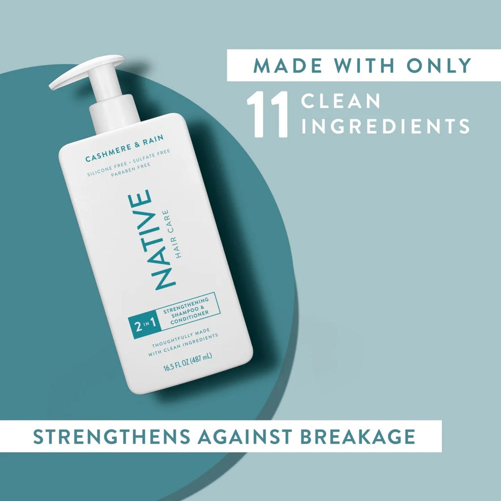 Native 2N1 Shampoo and Conditioner, Cashmere and Rain, Sulfate Free, 16.5 Fl Oz