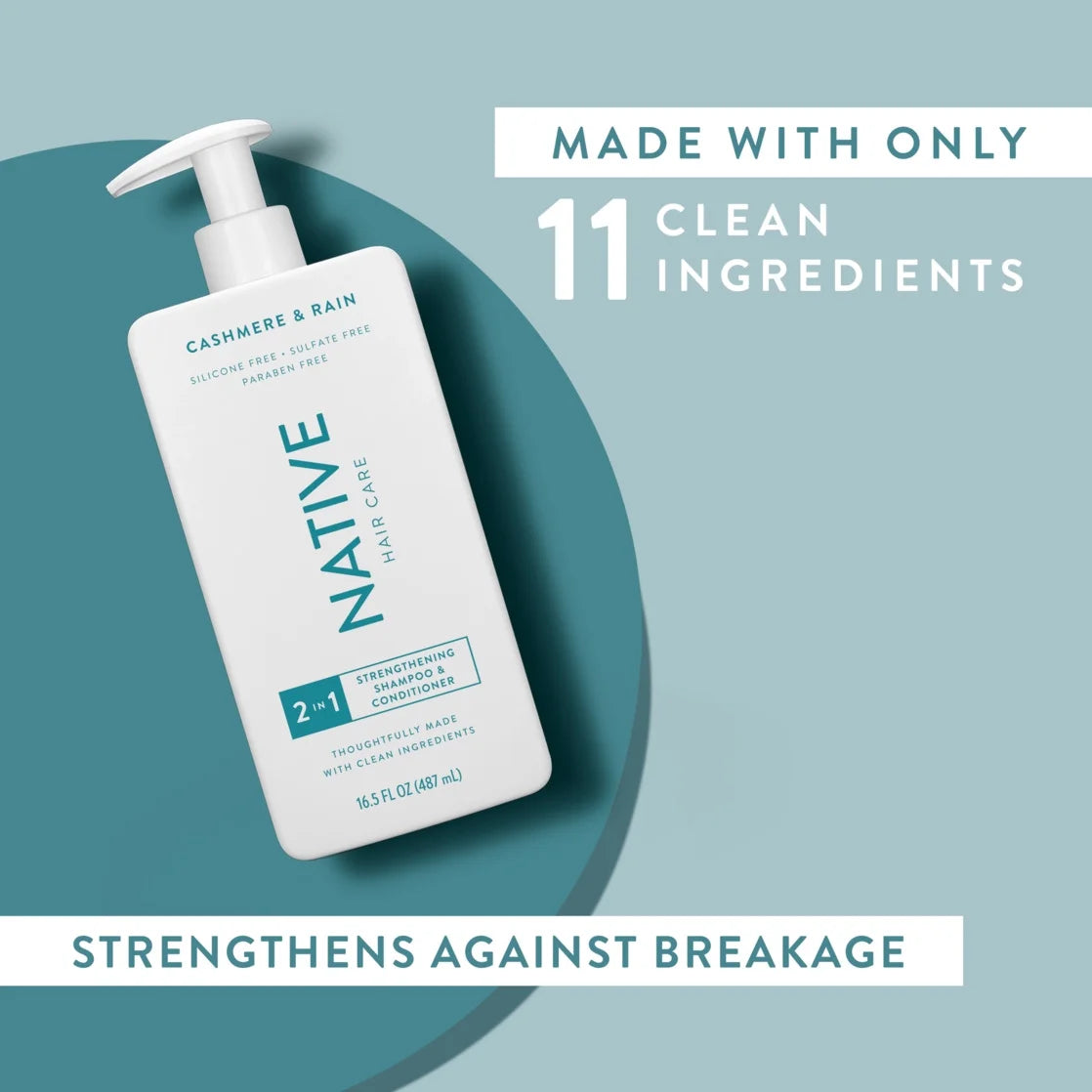 Native 2N1 Shampoo and Conditioner, Cashmere and Rain, Sulfate Free, 16.5 Fl Oz
