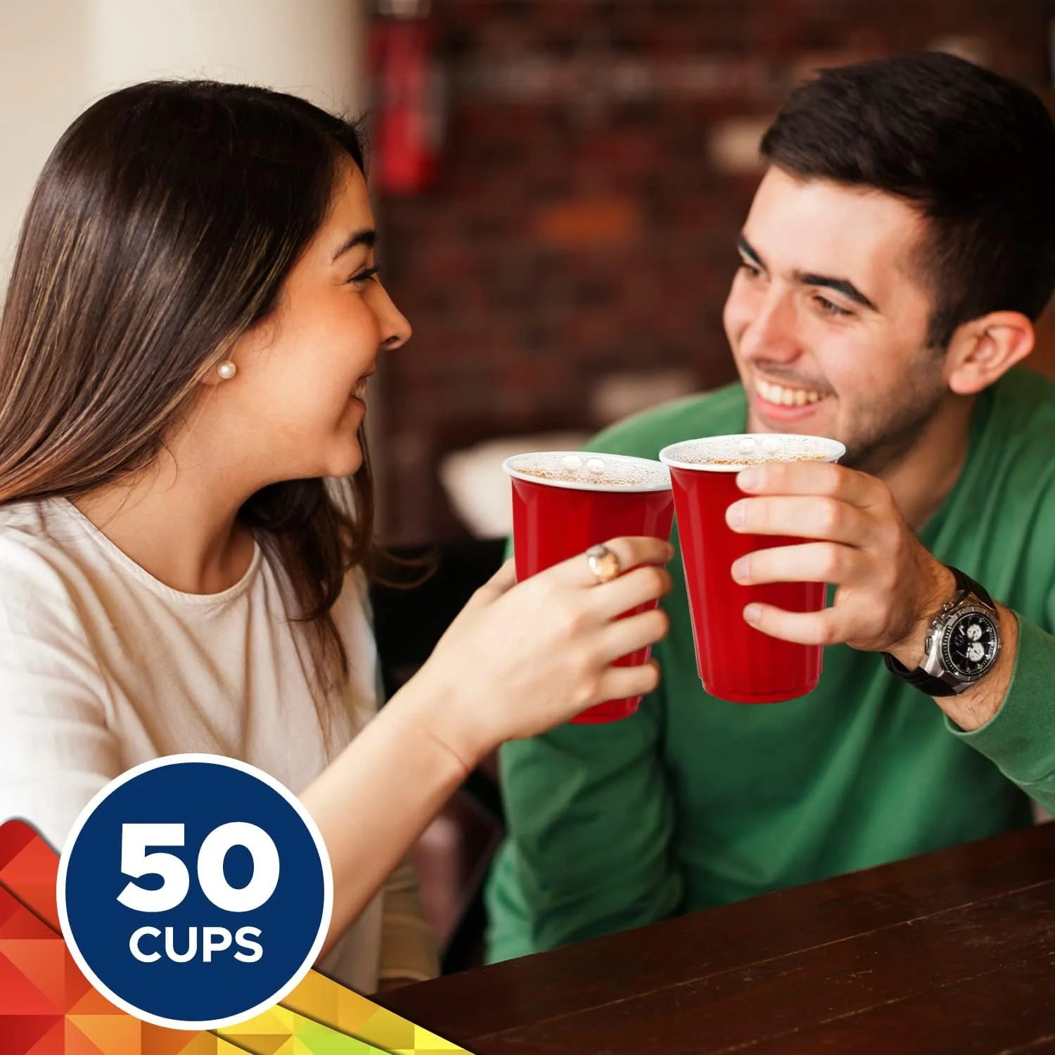 18Oz Birthday Party Cups for Kids – 50 Red Disposable Party Supplies Cups for Co