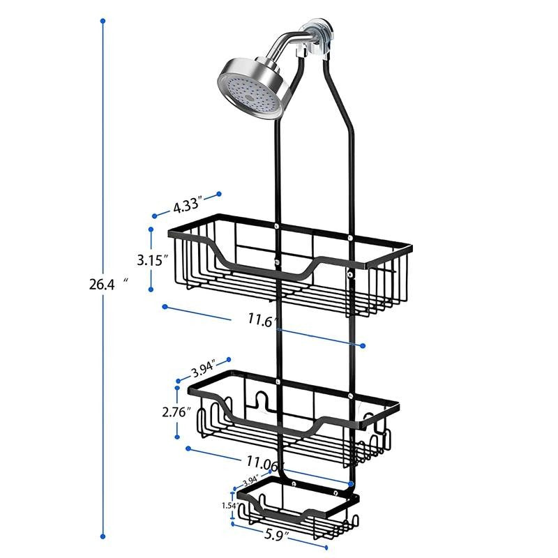 Anti-Swing Hanging Shower Caddy, over Head Shower Organizer Rustproof with Hooks