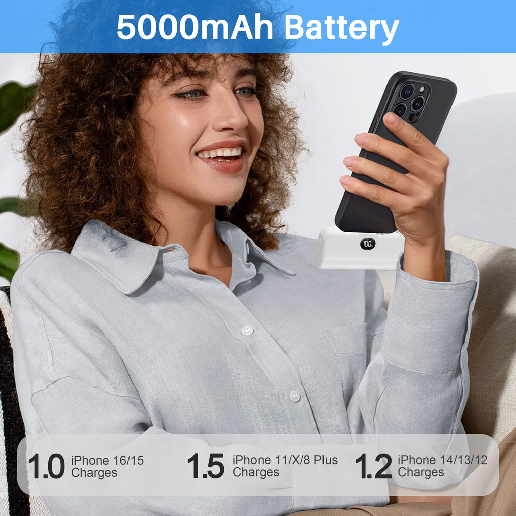 PLUSBRAVO Portable Charger Small Fast Charger 5000Mah Portable Power Pack with Built-In Cables, for Iphone, Samsung