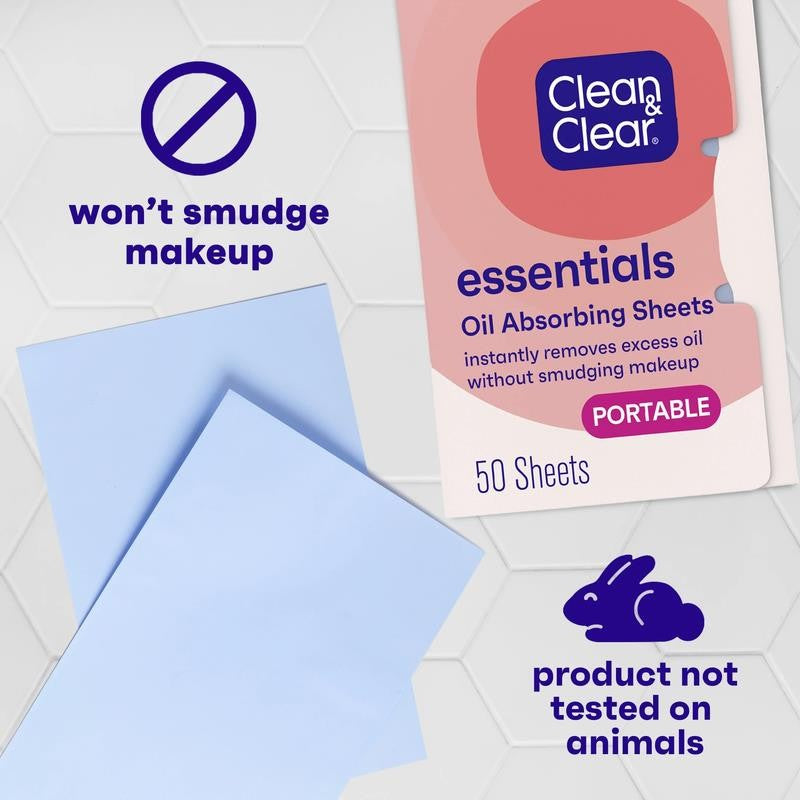 Essentials Oil Absorbing Sheets for Oily Skin, 50 Ct
