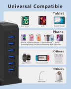 VHBW USB Tower 20W Charging Station, 6 USB Ports Charger Electric Desktop Multiple Charger Station Compatible with Smart Phone and Tablets Etc