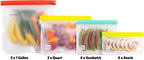 12 Pack Variety Reusable Silicone Bags, Dishwasher Safe, Leakproof, Reusable Fre