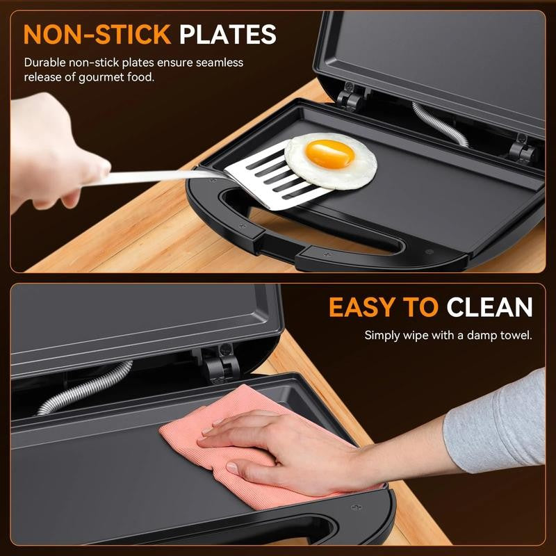 Electric Sandwich Maker, 750W Panini Sandwich Maker, with Non-Stick Flat Plates