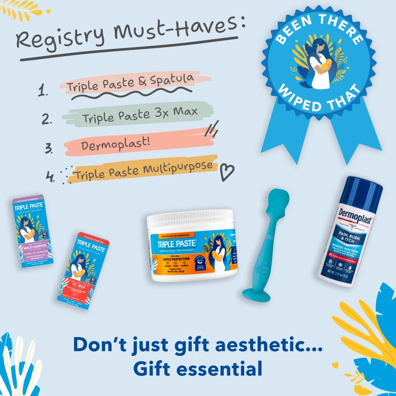 Triple Paste Diaper Rash Cream, 8Oz + Spatula Bundle - Zinc Oxide Ointment and Diaper Cream Spatula