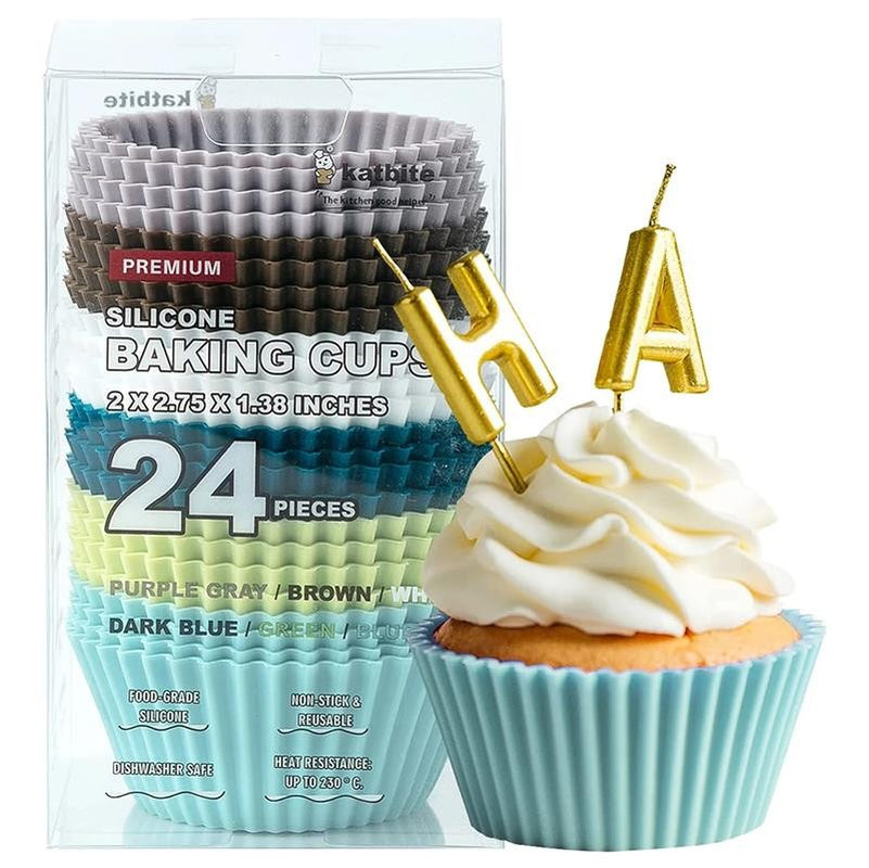 24 PCS Multi-Color Silicone Cupcake Baking Cups Cupcake Liners