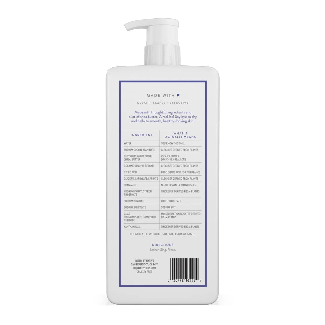 NATIVE Night Jasmine & Walnut Moisturizing Body Wash 18Oz