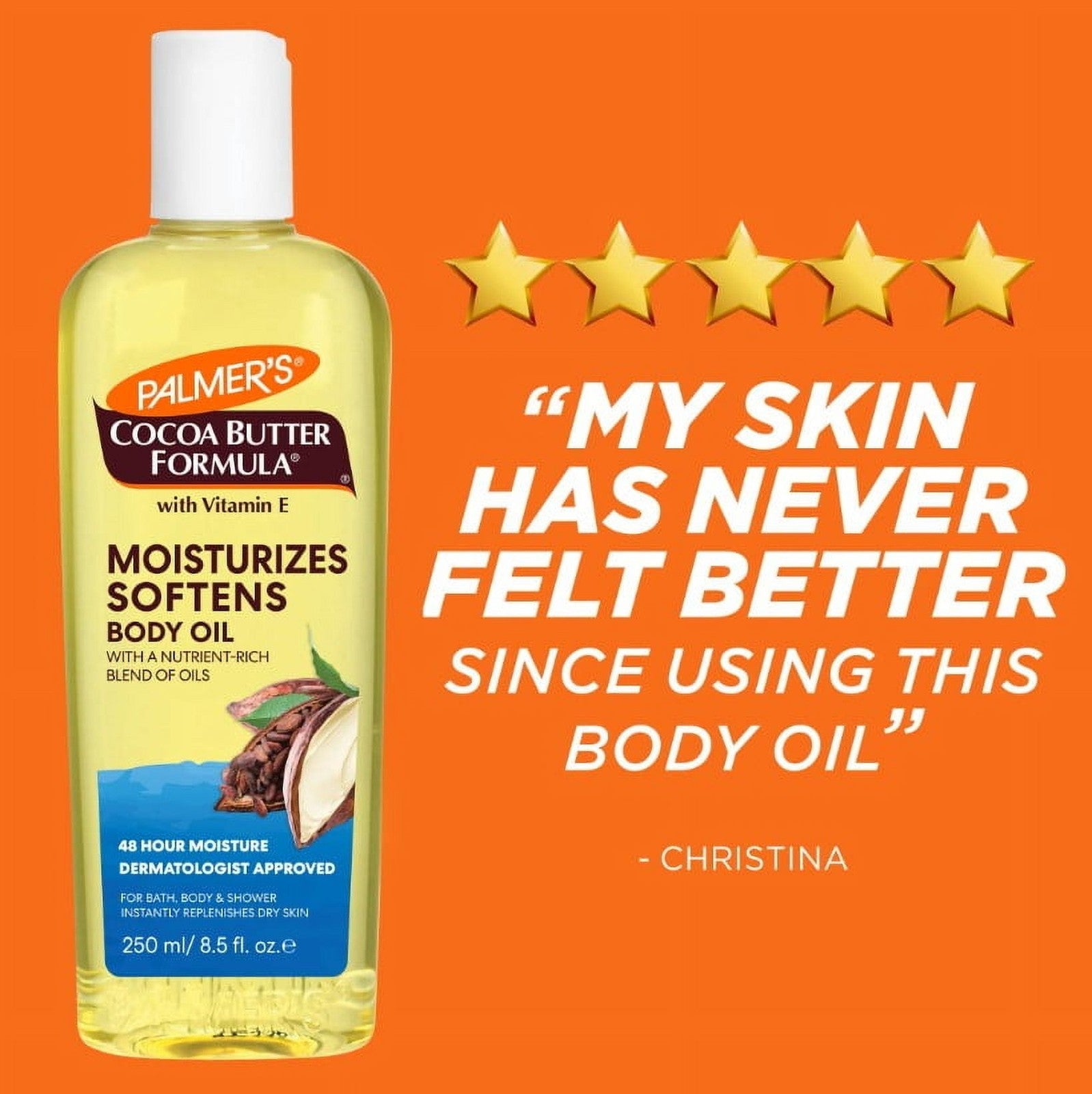 Cocoa Butter Formula Body Oil with Vitamin E: Instant Hydration and Radiant Glow