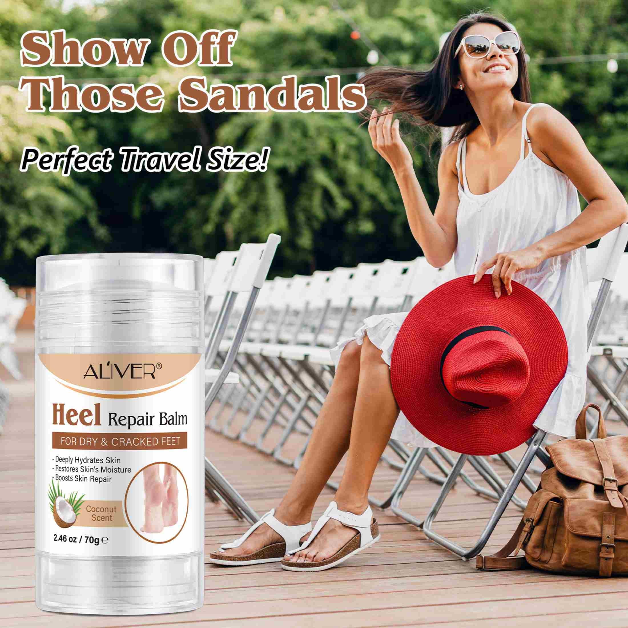 Aliver Cracked Heel Repair Balm, Balm for Rough Heels, for Dry Skin & Cracked Feet Hydration,(Coconut)2.46Oz