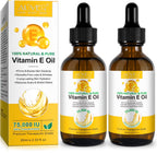 Aliver Vitamin E Oil for Skin, Face, Hair, Body, 75,000 IU, Moisturizing and Firming Skin, 2.02 Fl.Oz (2Pack)