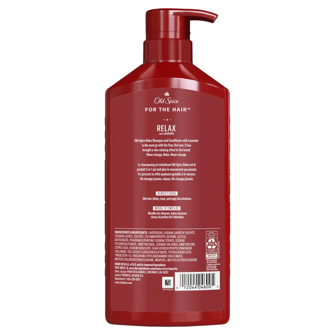 Old Spice Relax 2 in 1 Shampoo Conditioner, All Hair Types, Lavender, 21.9 Fl Oz