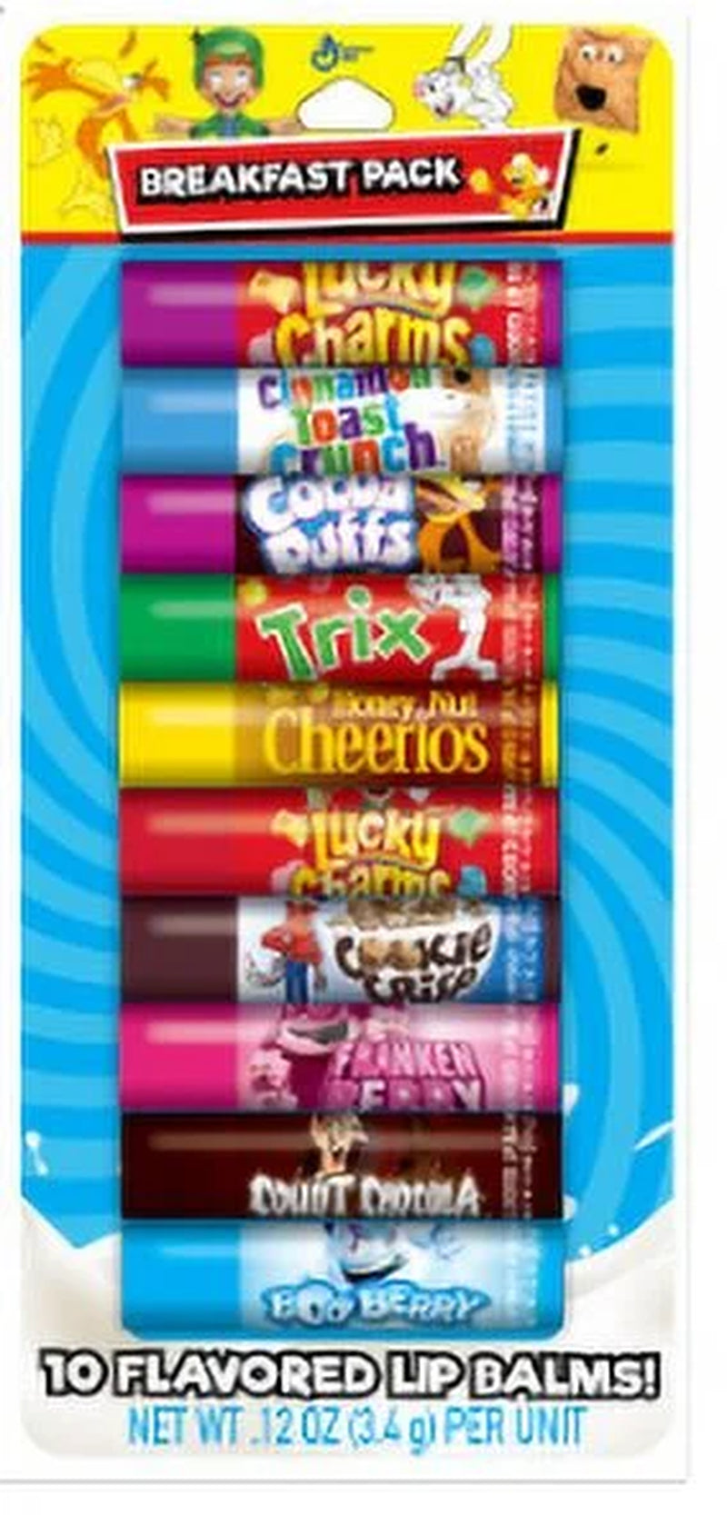 General Mills Cereal 10 Pack Assorted Lip Balms, 1.2 Oz
