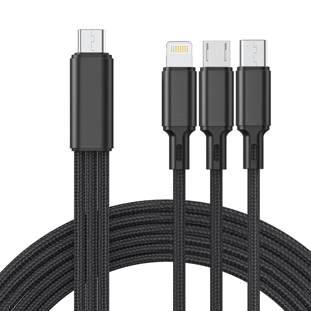 Cshidworld Multi Charging Cable 4FT, Multi Fast Charger Nylon Braided 3 in 1 Universal Phone Charger Fast Charging with USB C/Micro Usb/Iphone Port Compatible with Most Phones & Pads,Black