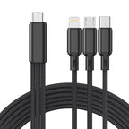 Cshidworld Multi Charging Cable 4FT, Multi Fast Charger Nylon Braided 3 in 1 Universal Phone Charger Fast Charging with USB C/Micro Usb/Iphone Port Compatible with Most Phones & Pads,Black