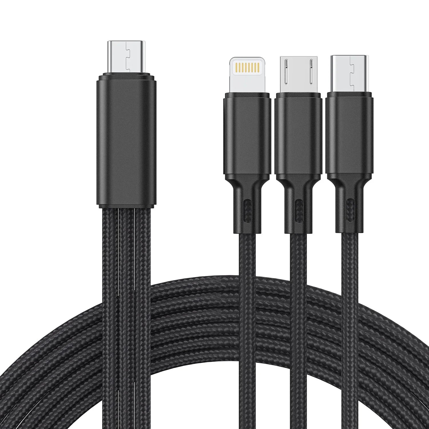 Cshidworld Multi Charging Cable 4FT, Multi Fast Charger Nylon Braided 3 in 1 Universal Phone Charger Fast Charging with USB C/Micro Usb/Iphone Port Compatible with Most Phones & Pads,Black