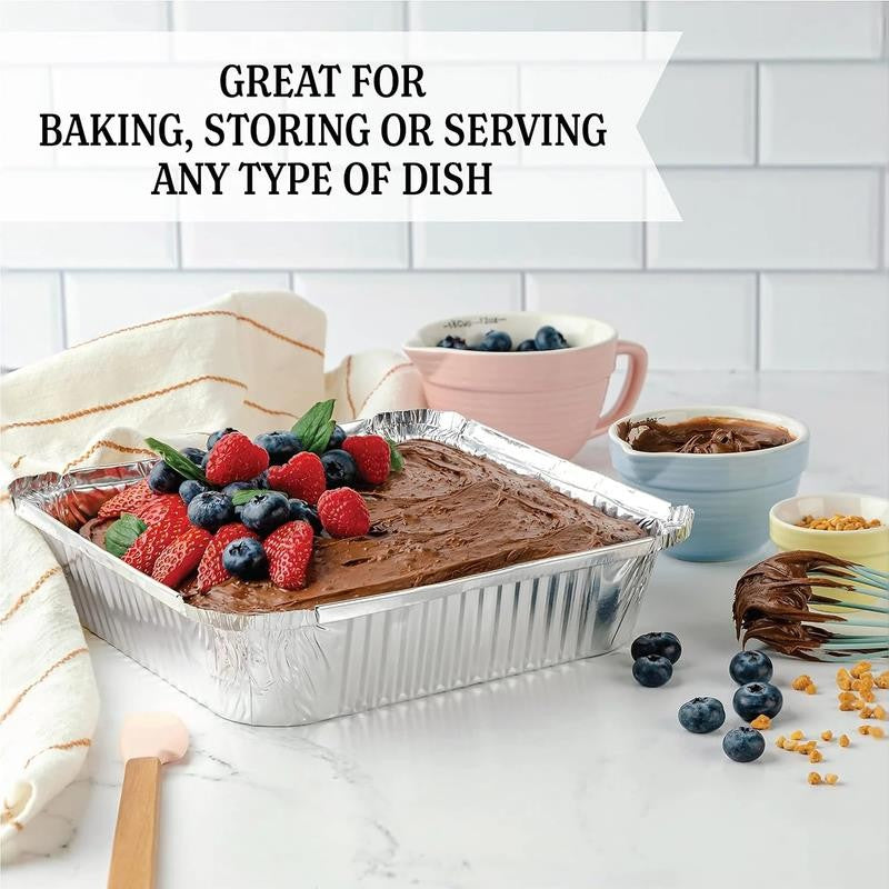 Aluminum Foil Baking Pans 9" X 9" X 2" Square Tin Foil Cake Pan for Ovens