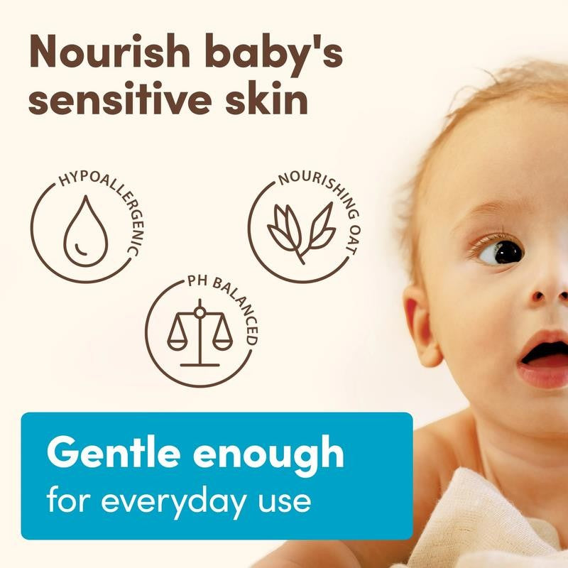 Baby Daily Moisture Bath Body Wash & Shampoo, Liquid Soap, Oat Extract, 18 Fl Oz