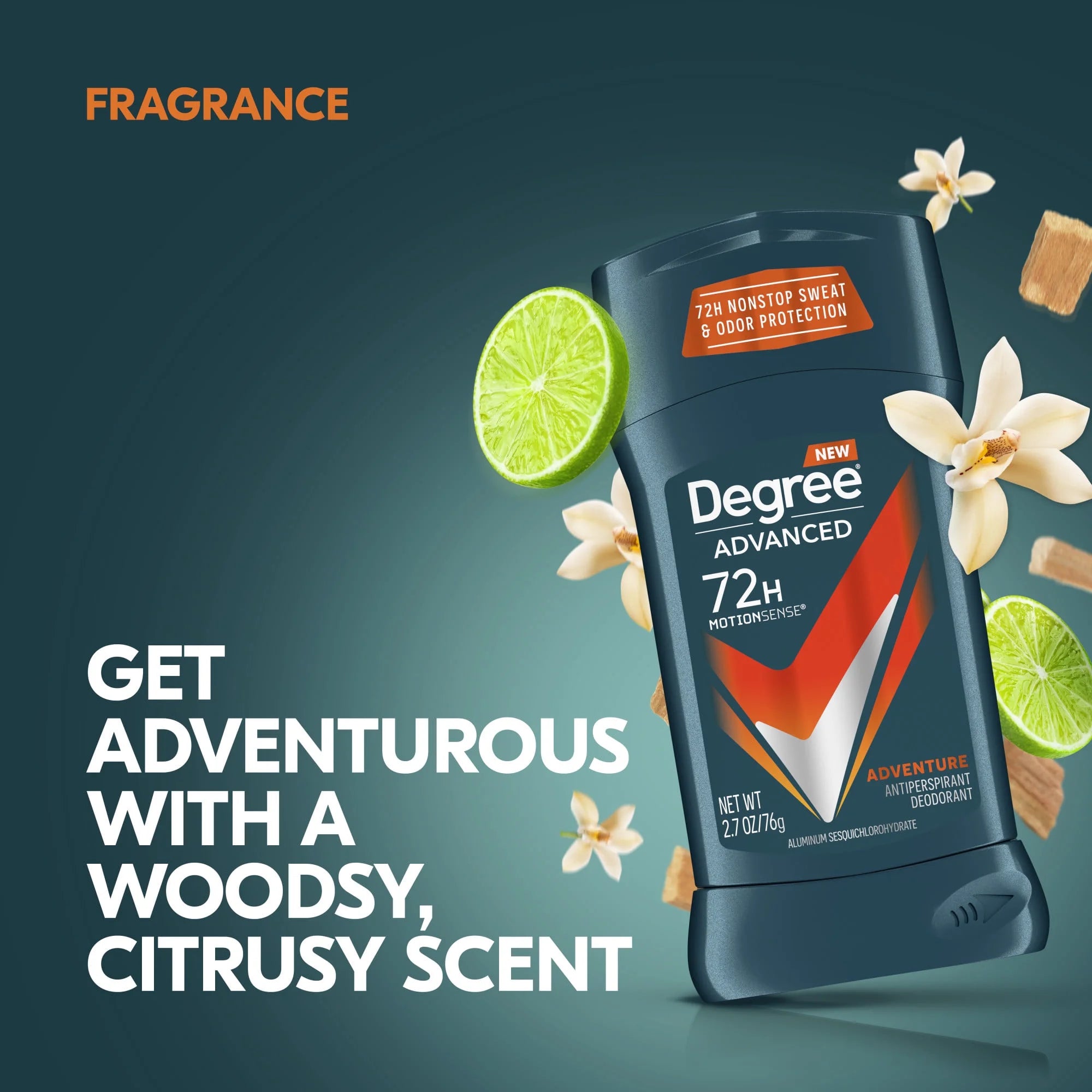 Advanced Long Lasting Antiperspirant Deodorant Stick Twin Pack, Adventure, 2.7 Oz