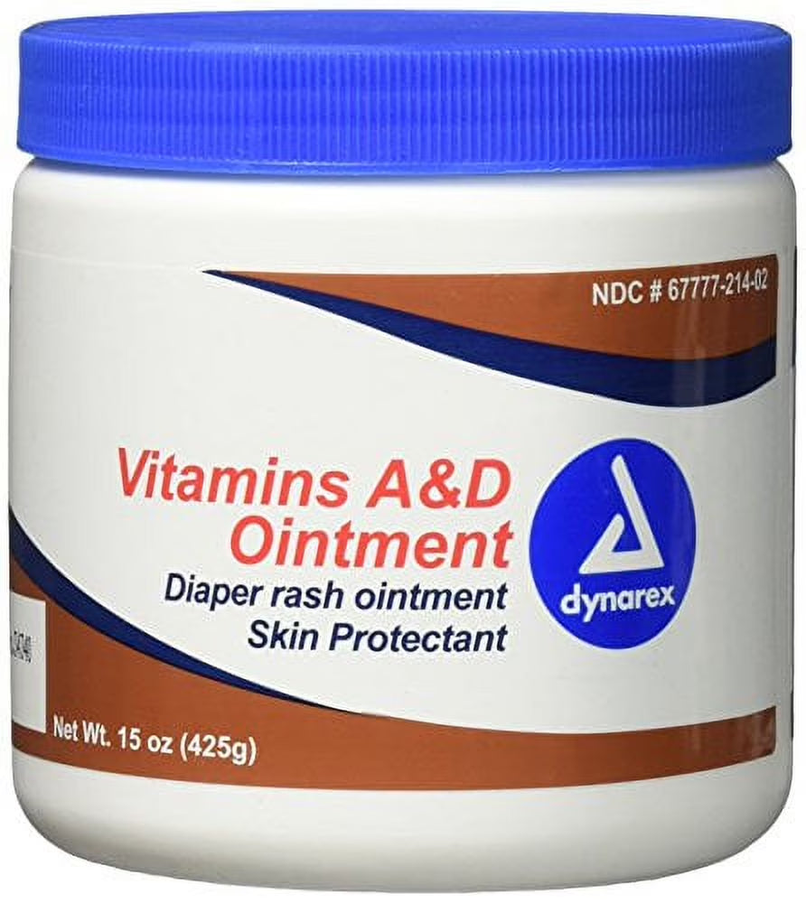 Dynarex Vitamin A&D Ointment, Diaper Rash Treatments, 15 Oz. Jar