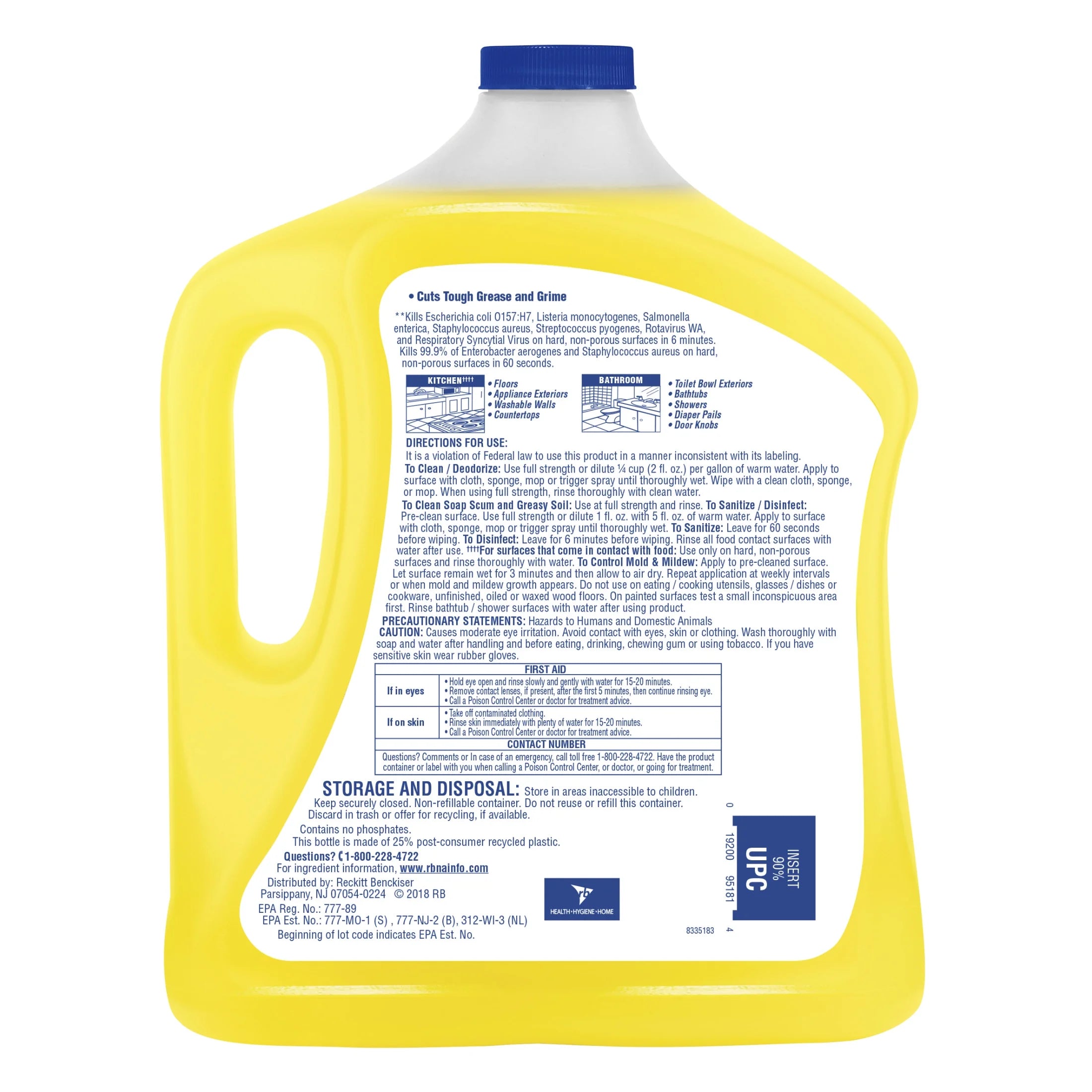 Lysol, Multi-Surface Cleaner, Clean & Fresh, Value Size, Sparkling Lemon and Sunflower Essence, 90 Fl Oz