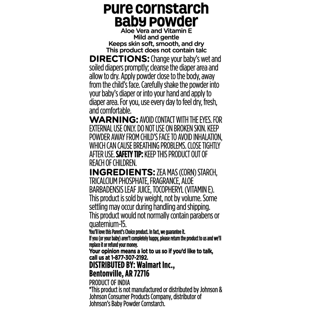 Parent'S Choice Baby Powder with Pure Cornstarch, 15 Oz