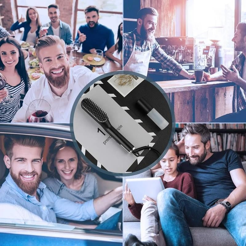Beard Straightener, 3 in 1 Ceramic Beard Straightening Brush 3 Modes Adjustable