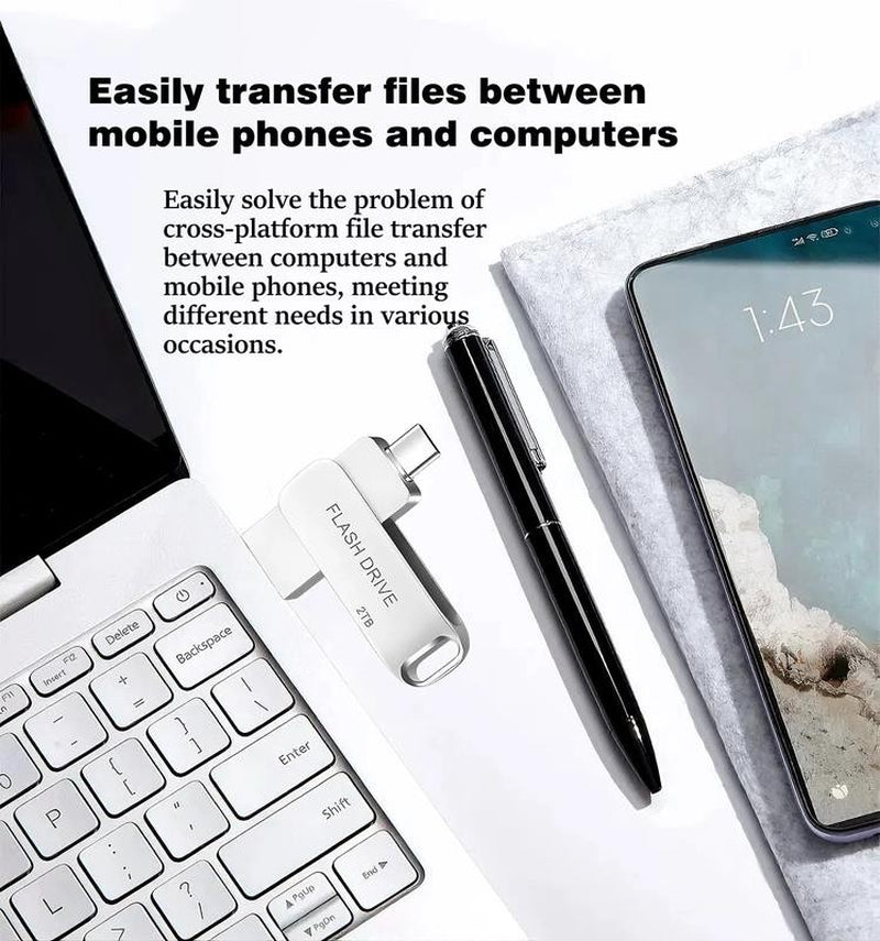 Dual USB Flash Drive 2TB/2000GB 2In1 Thumb Drive for Android/Tablet
