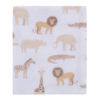 Parent'S Choice Safari Print Plush Baby Blanket, 30" X 36", White, Tan, Infant Unisex