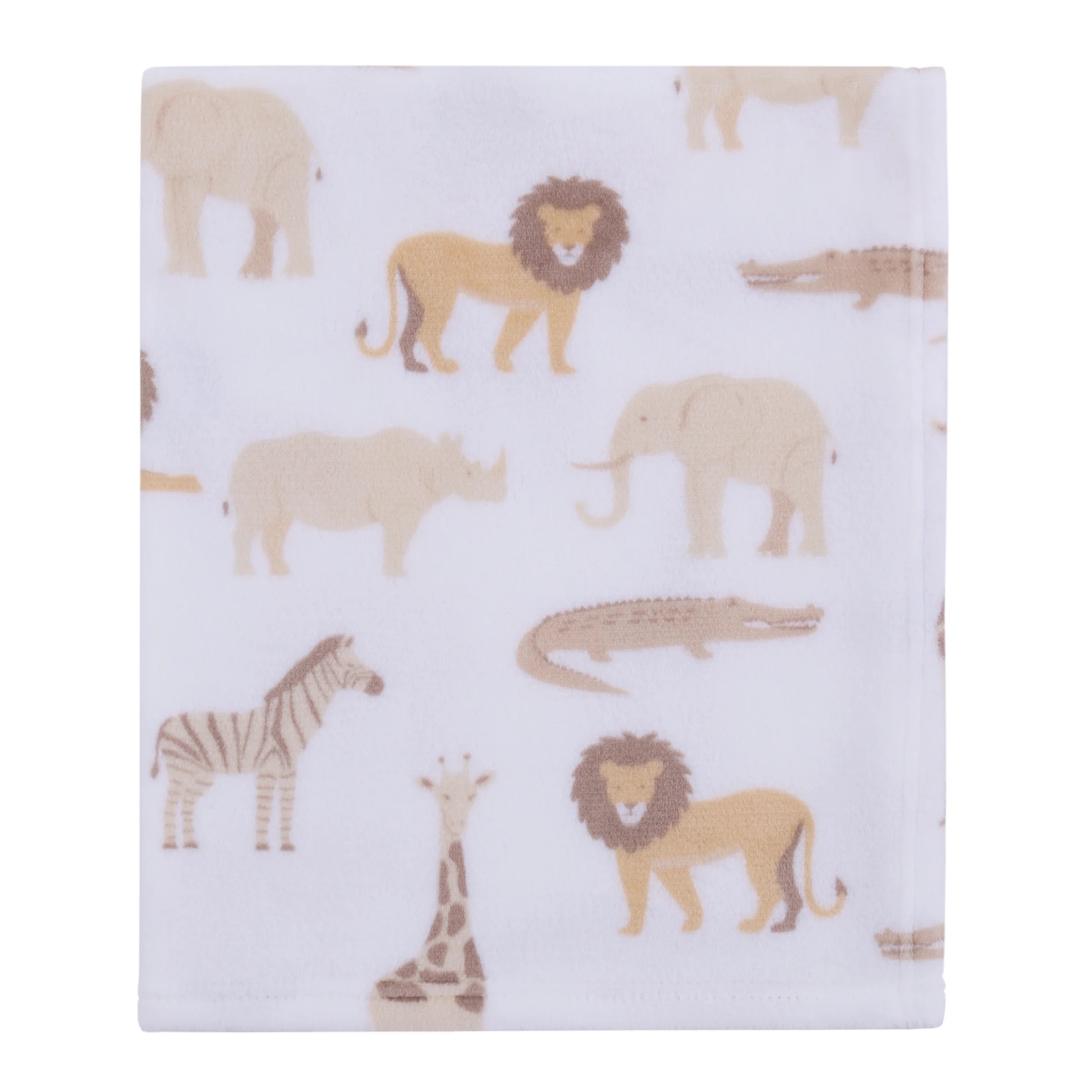 Parent'S Choice Safari Print Plush Baby Blanket, 30" X 36", White, Tan, Infant Unisex