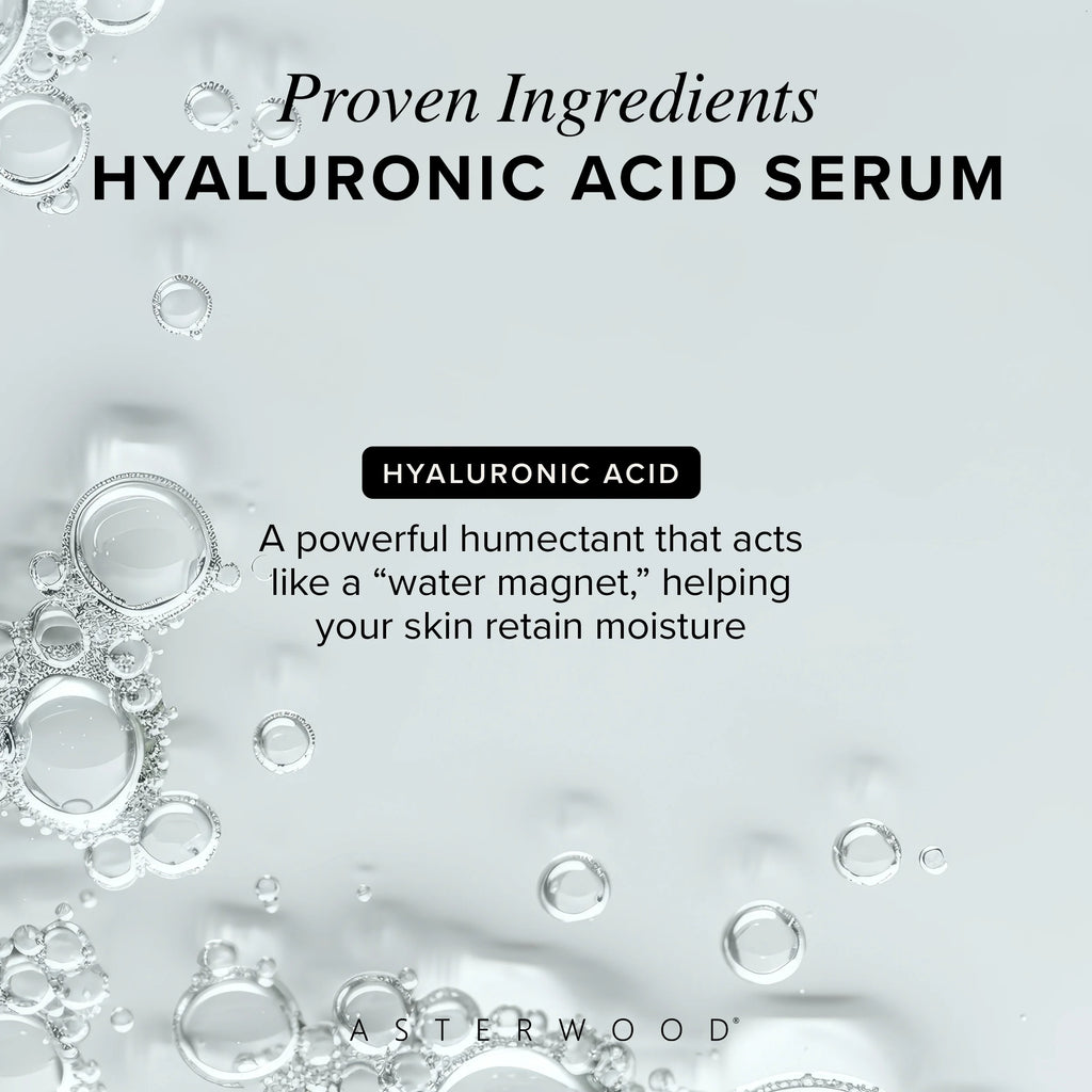 Asterwood Hyaluronic Acid Serum for Face - Plumping, Anti-Aging, Hydrating, Fragrance-Free, 1 Fl Oz