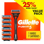 Fusion5 Razor Men 5 Blade Manual Razor ,1 Handle and 7 Blade Refills ,Black