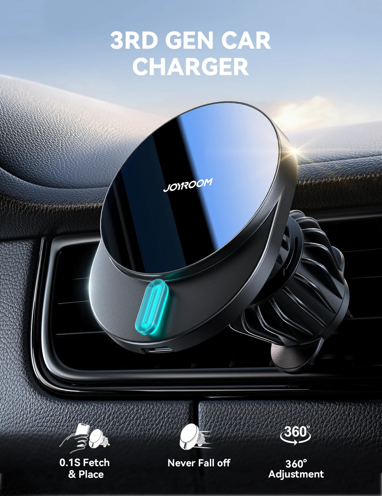 For Magsafe Car Mount Charger, 15W Fast Charging Wireless Car Charger, Air Vent