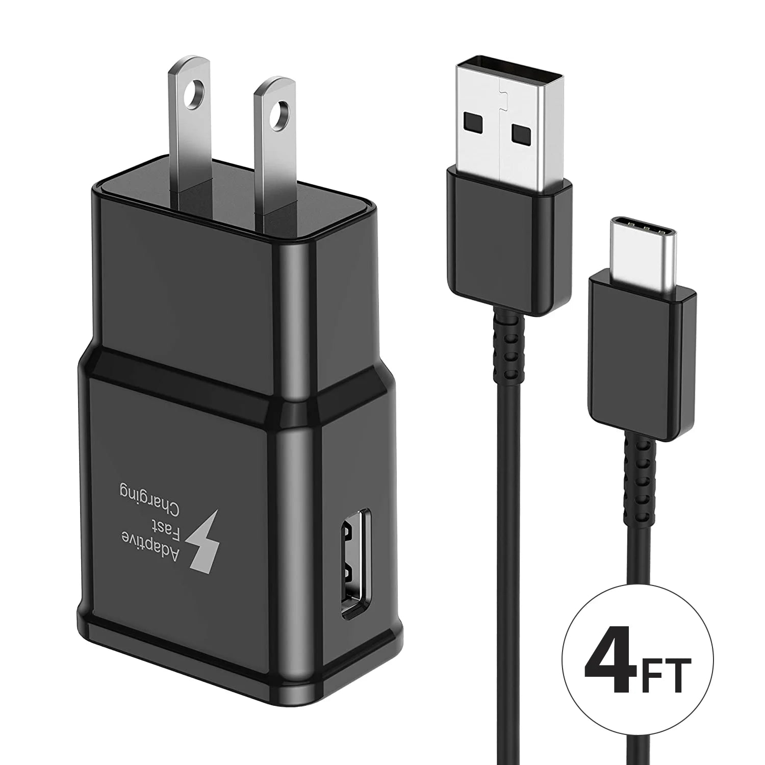Adaptive Fast Charging Type C Android Phone Charger with Cable for Samsung Galaxy S10/ S9/S10 Plus/S9 Plus/S10E/S21/S21Plus/S21 Ultra/S20/S20 Plus/S20 Fe/S8/Note 20/Note 10/Note 9/ Note 8