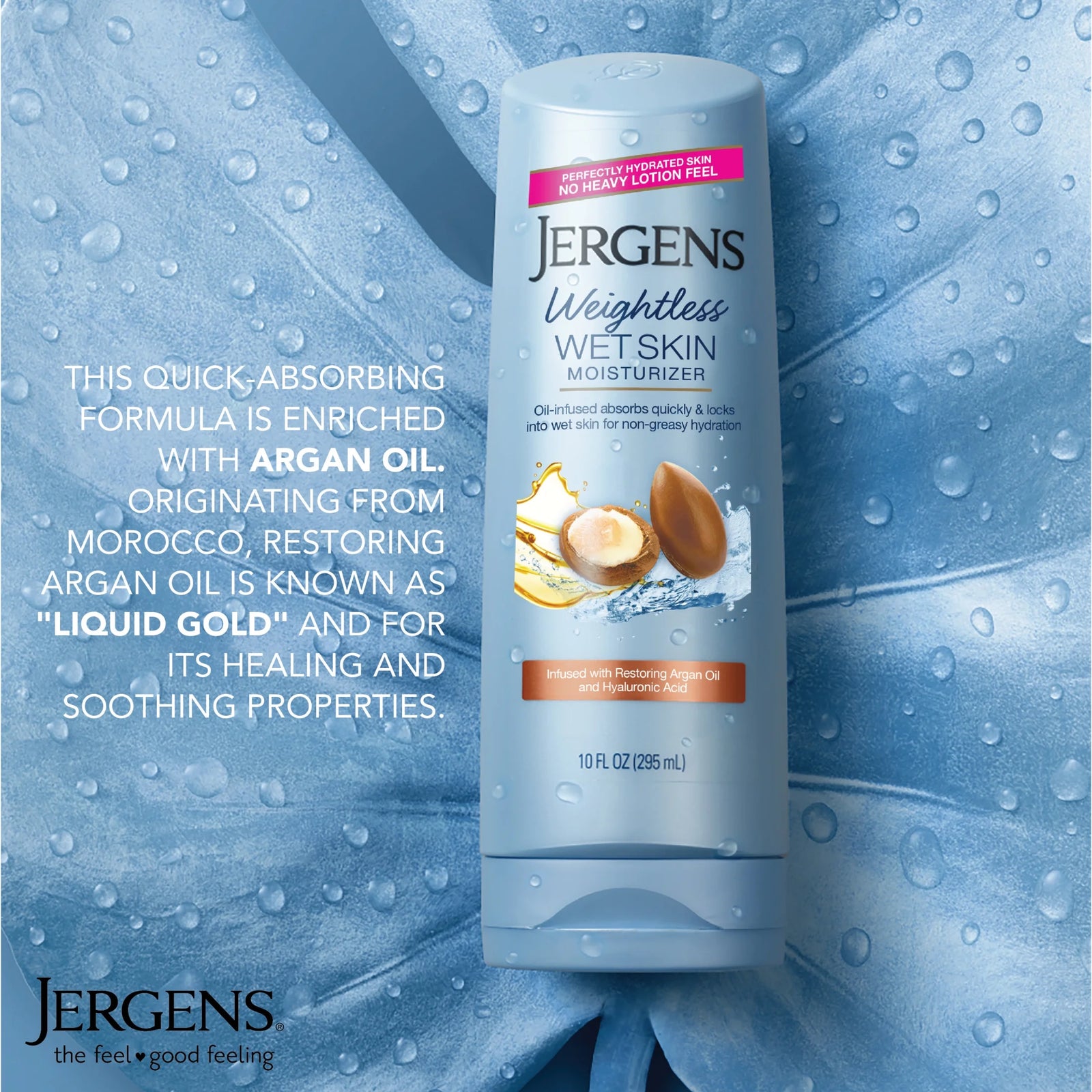Argan Oil Weightless Wet Skin Body Lotion, Non-Greasy Moisturizer, for Dry Skin,