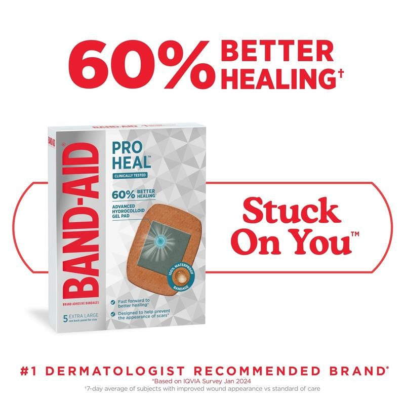 Brand Extra Large Pro Heal Bandages + Hydrocolloid Pads, 5 Count