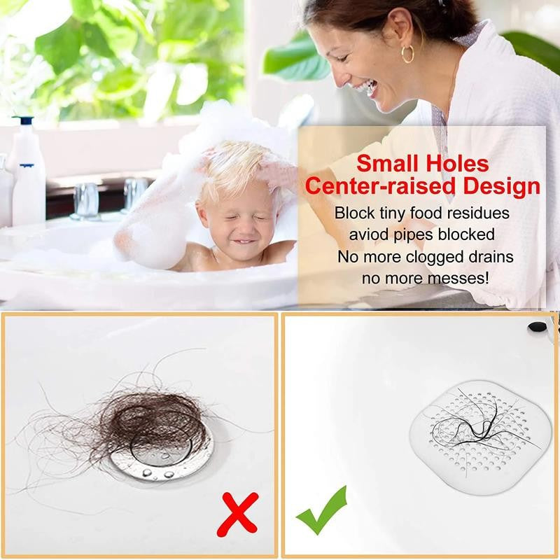 2 Packhair Catcher,Square Hair Drain Cover for Shower Silicone Hair Stopper With