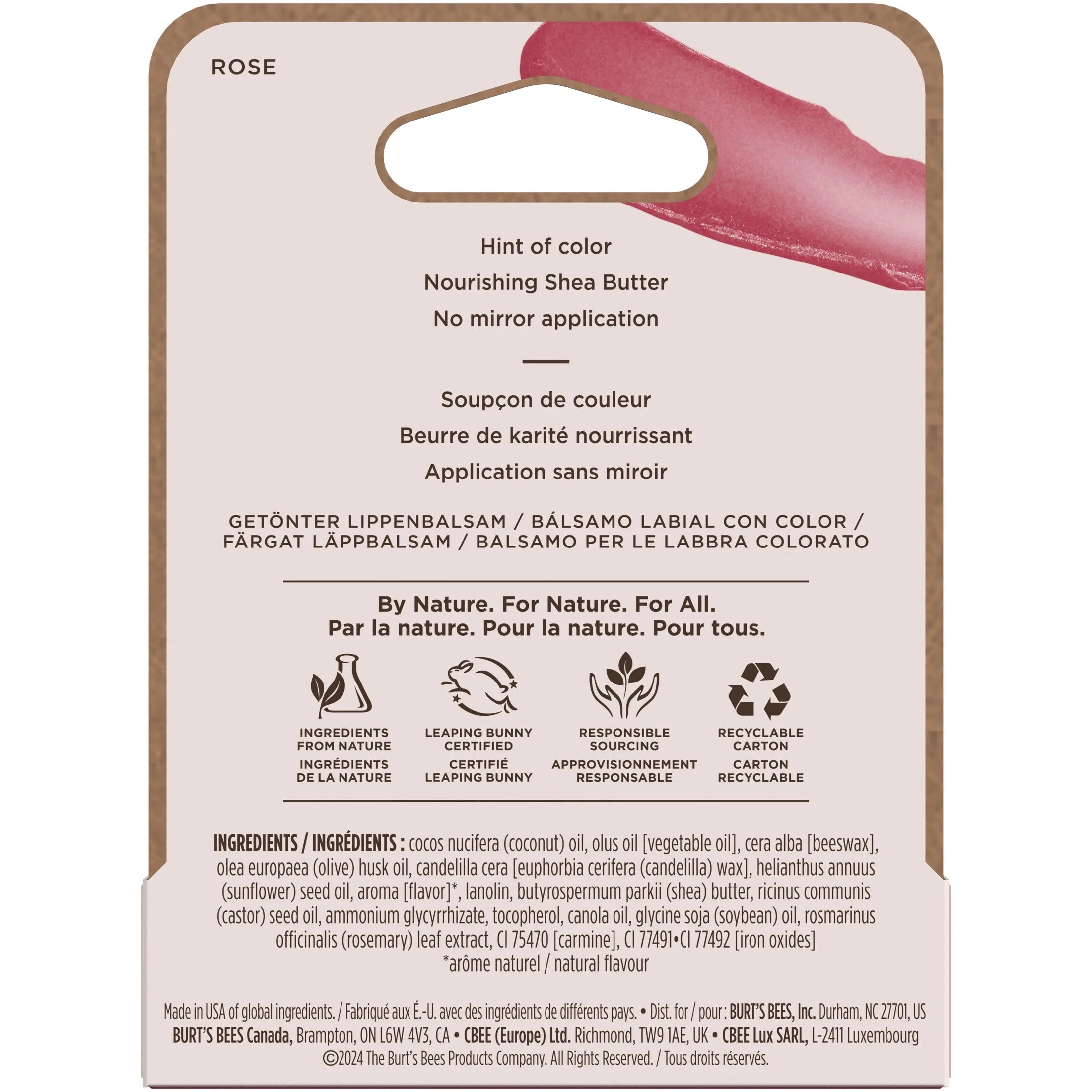 Burt'S Bees Rose Tinted Lip Balm, 1-Pack, 0.15 Oz.