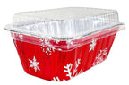 1 Lb. Red Holiday Christmas Snowflake Aluminum Foil Small Mini Loaf / Bread Baki