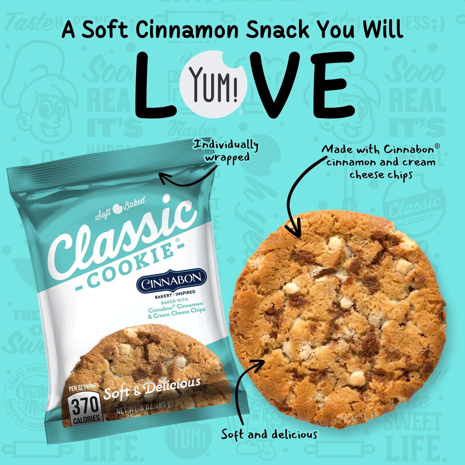 Cinnabon Soft Baked Cookies, 8 Count, 3Oz