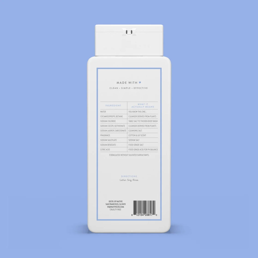 Native Cotton & Lily Body Wash 18Oz