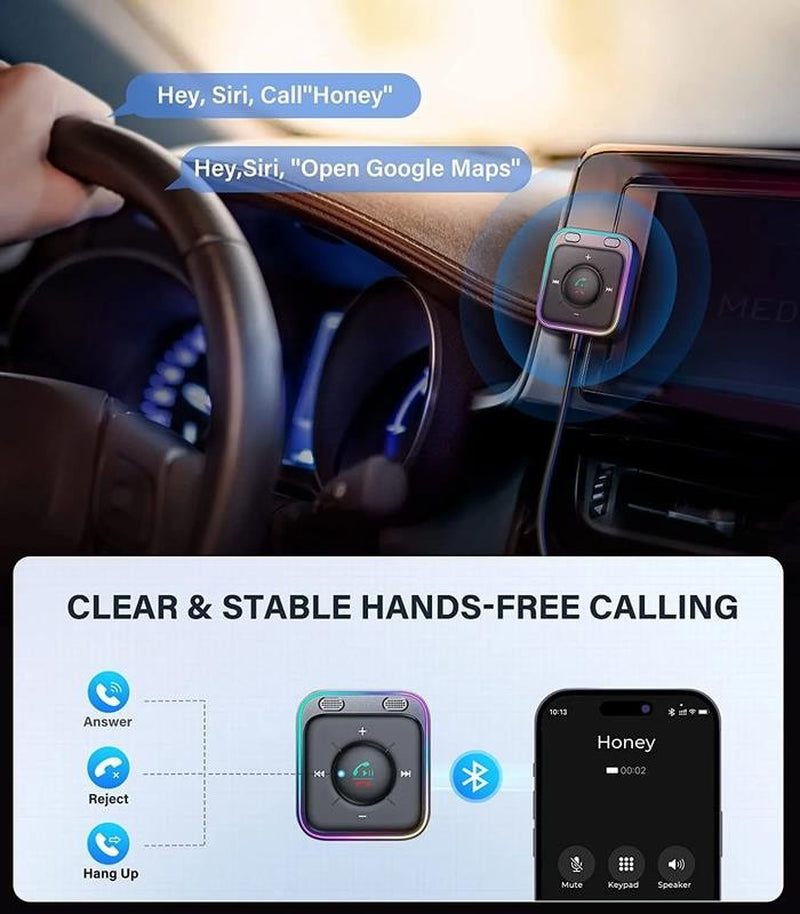 Bluetooth 5.3 Car Adapter, Wireless Bluetooth Receiver Audio 3.5Mm AUX Adapter S