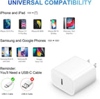 Jucdeke Iphone 14 13 12 11 Super Fast Charger-High Speed Iphone Charger-2-Pack 20W PD USB C 6FT Wall Charger Compatible with Iphone 14/13/13Pro/12/12 Pro/11/11Pro/Xs/Max/Xr/X/8/8 Plus