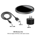 Onn. 10W Wireless Charging Pad Compatible with Iphone 13/12/11/XS/X/8 Series, Samsung Galaxy Series, Etc