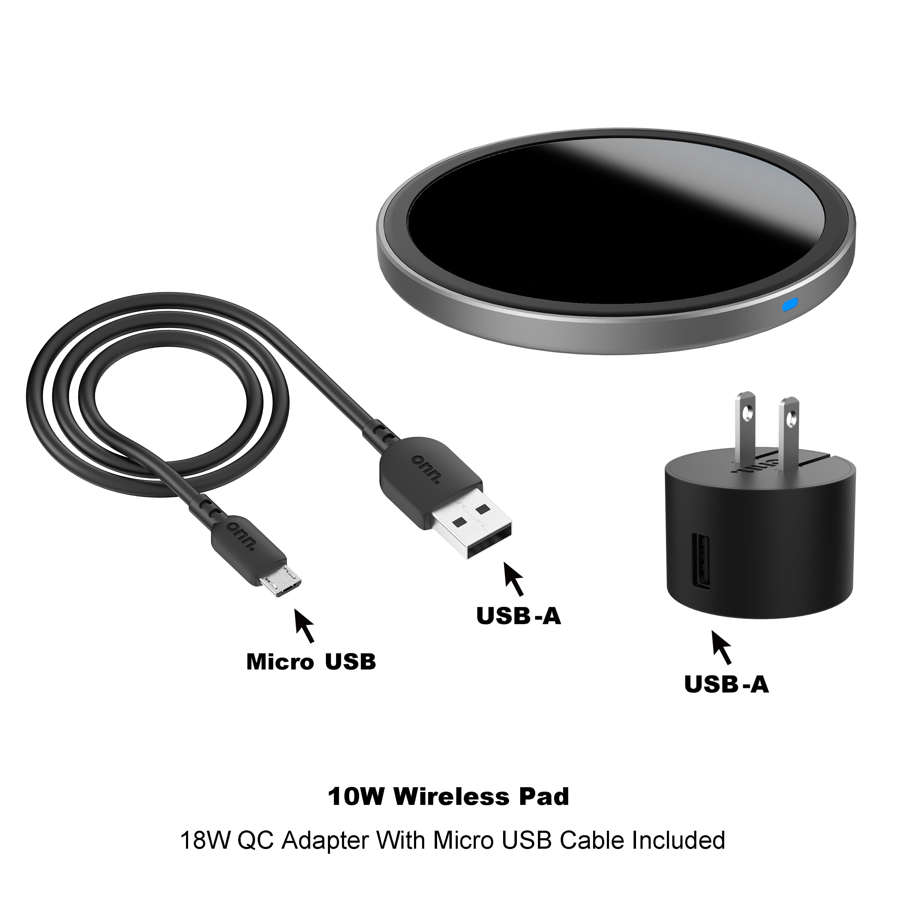 Onn. 10W Wireless Charging Pad Compatible with Iphone 13/12/11/XS/X/8 Series, Samsung Galaxy Series, Etc