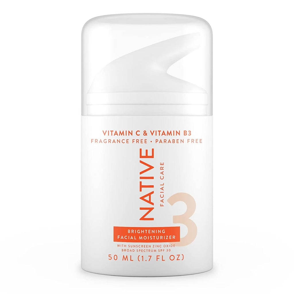 Native Facial Moisturizer with Vitamin C and Niacinamide, Brightening, SPF 30, 1.7 Oz
